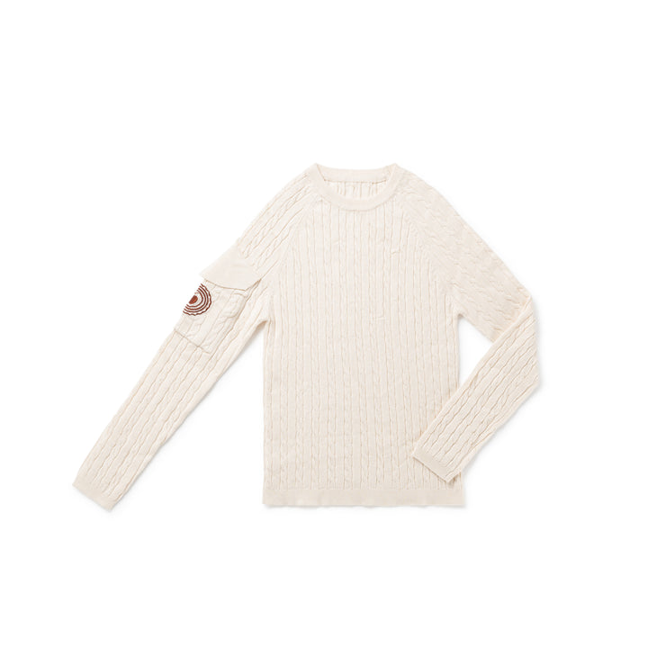 1417 Girl Cableknit Crew - Ecru Kids