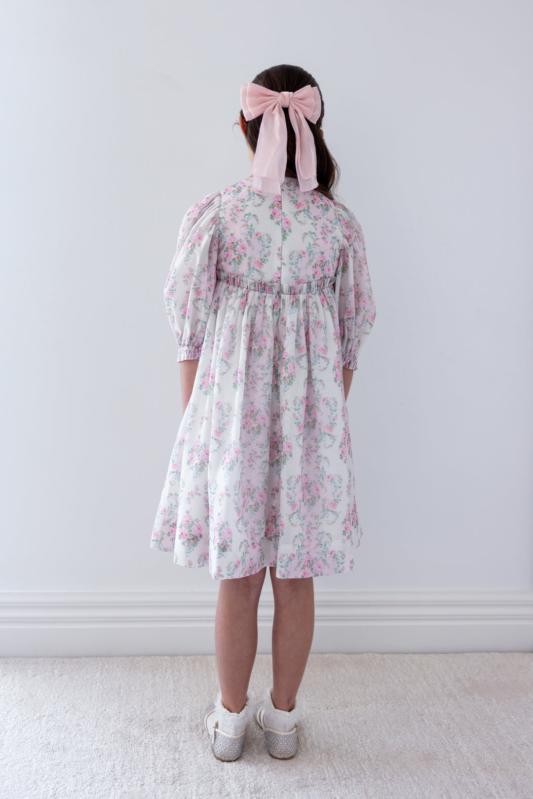 1441-ELBOW-ELBOW SLV VINTAGE WALLPAPER ORGANZA DRESS