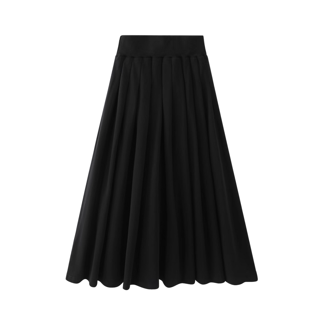 NO-1722-3 Long Skirt - BLACK