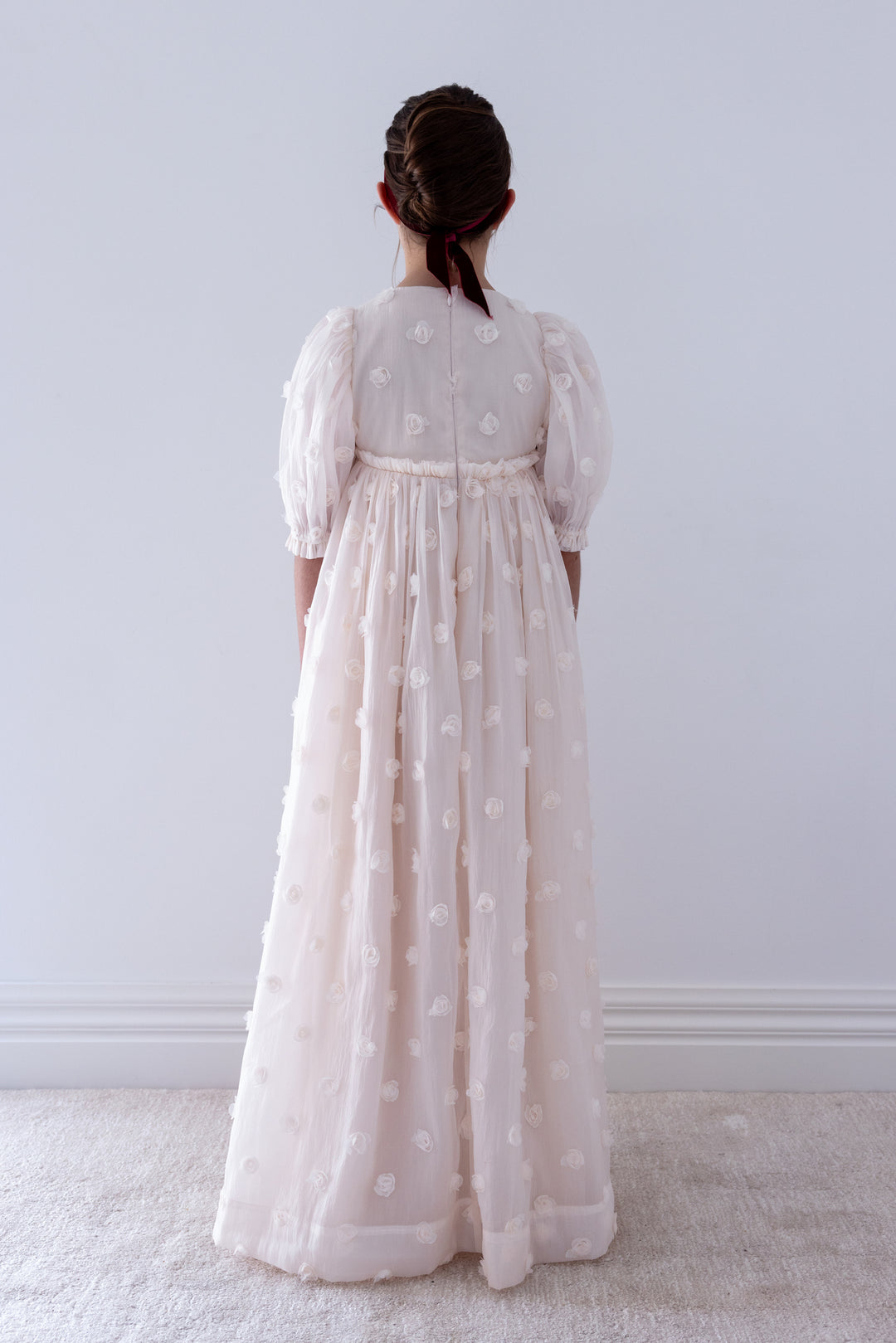 1491-GOWN Organza Roses Gown - Petal Pink