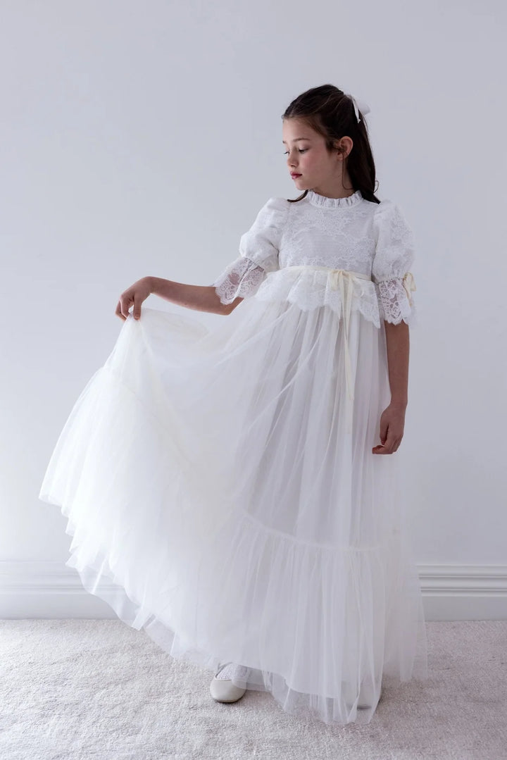 1591GOWN  French Lace and Tulle Gown - Cream