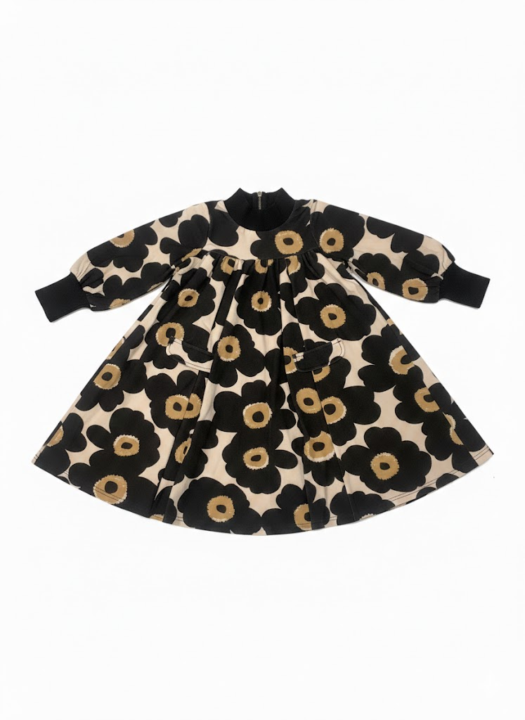 1502 Swing Dress with Back Zipper - Poppy Print