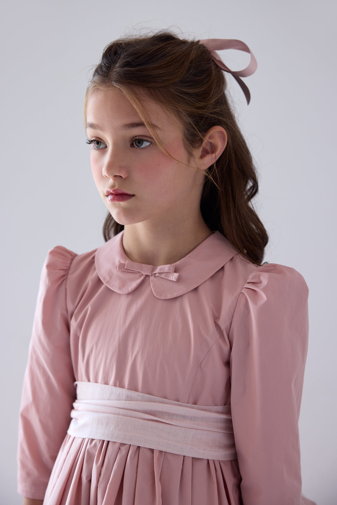 1514 Taffeta Gown With Sash - Rose Pink