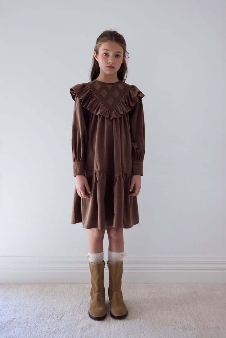 1536 Chocolate Criss Cross Cord Dress - Chocolate