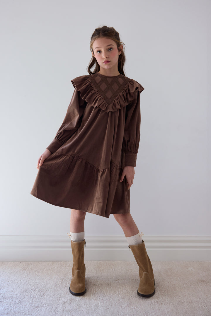 1536 Chocolate Criss Cross Cord Dress - Chocolate