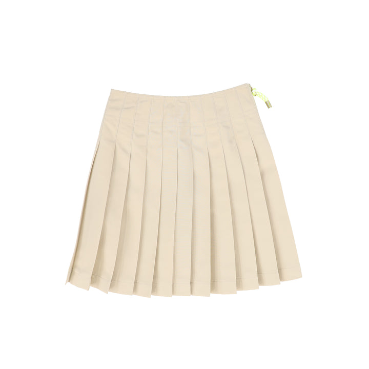 C-18850-Rope Zipper Pleat Skirt-Tan