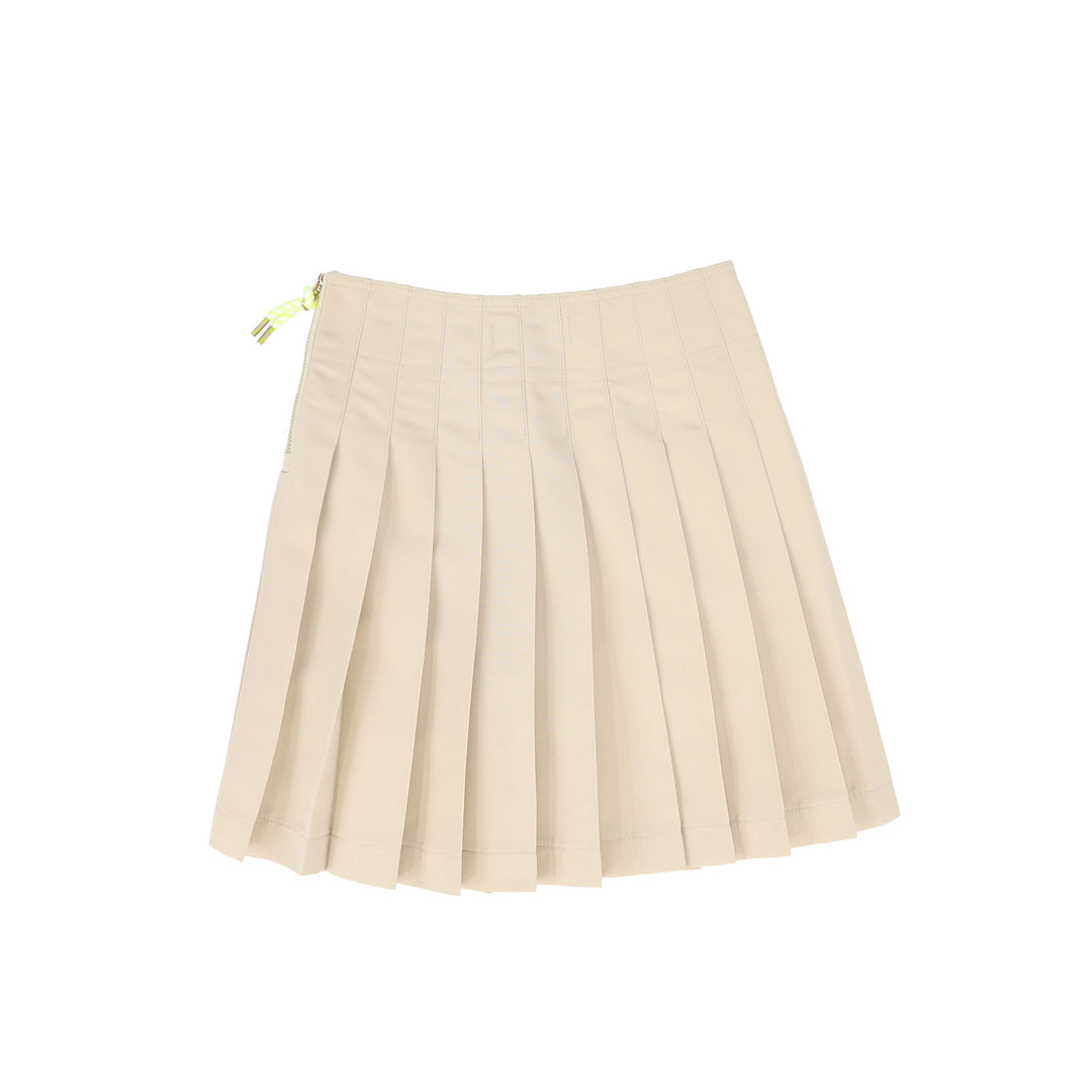 C-18850- Rope Zipper Pleat Skirt Tan