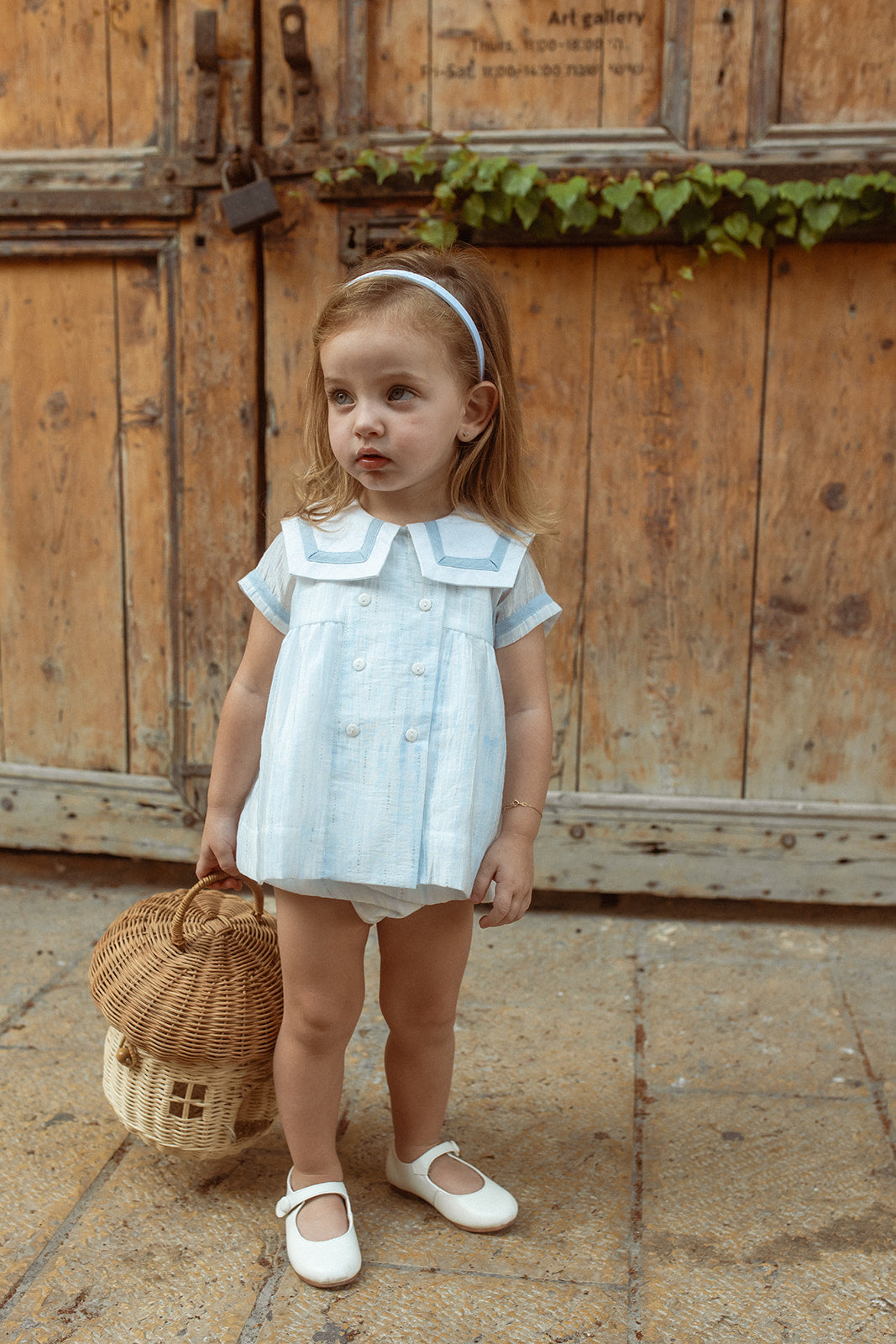 NBB407 STRIPED BABY SET WITH SAILOR COLLAR-BLUE