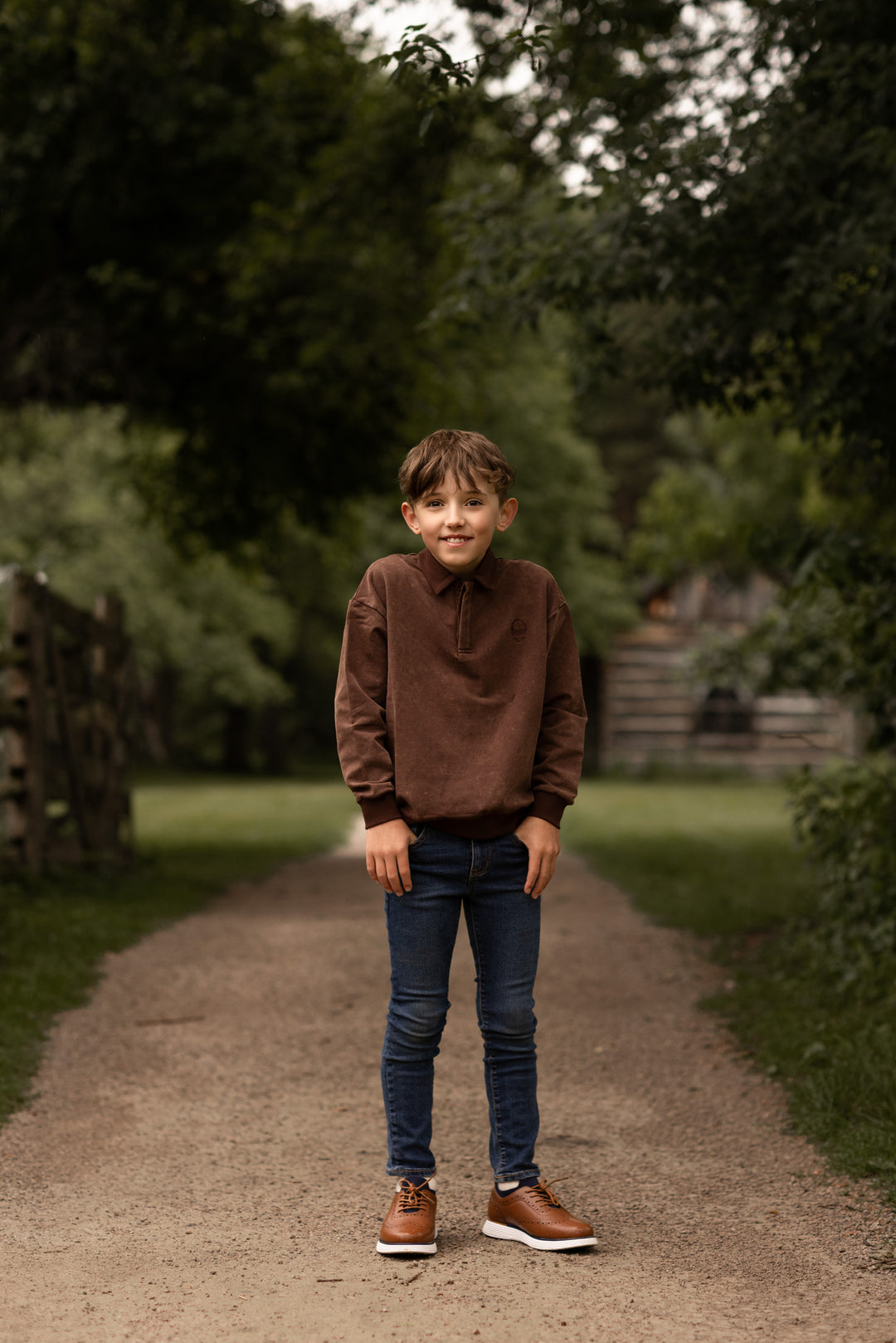 1204A Boy Sweatshirt Polo - Brown Wash