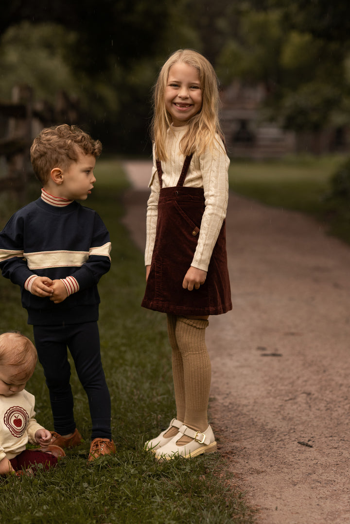 1417 Girl Cableknit Crew - Ecru Kids