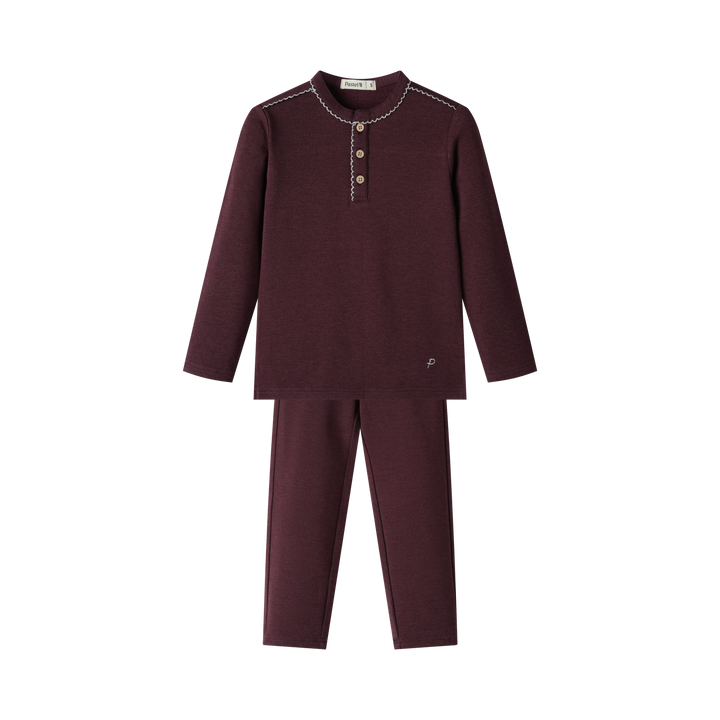 MOCK NECK 2 PC SET-MULBERRY