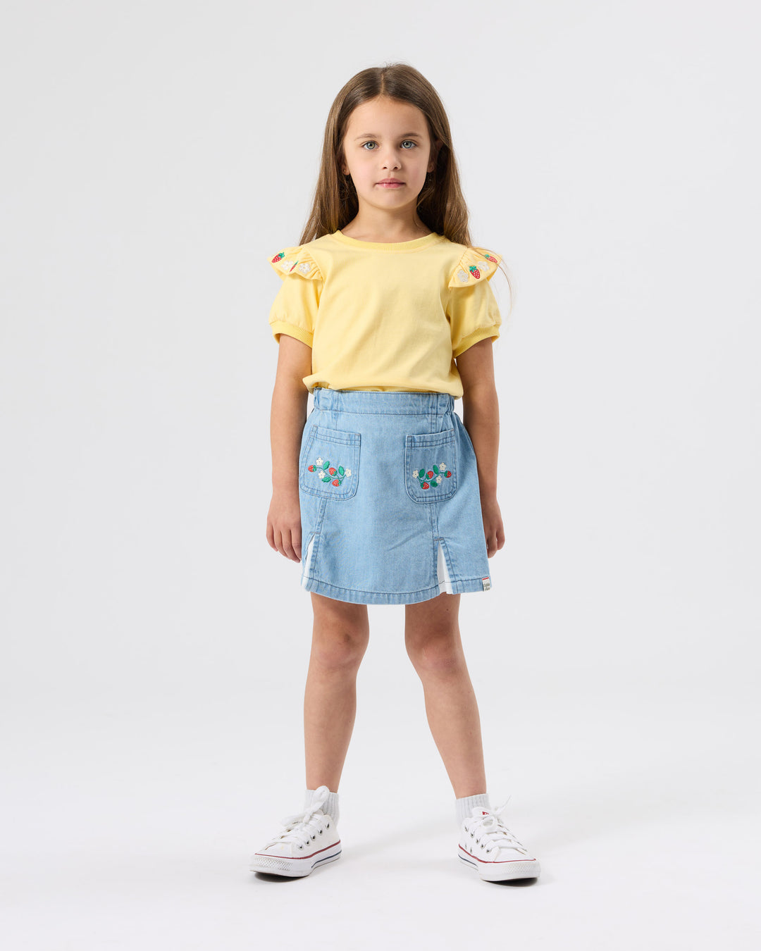 WILD STRAWBERRY CHAMBRAY SKIRT