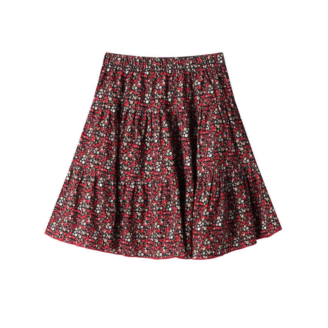 FLORAL TIERED SKIRT-DARK FLORAL