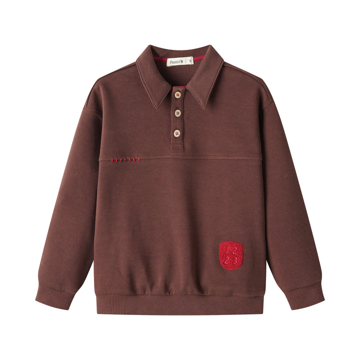 SEAMED POLO SWEATSHIRT-MULBERRY