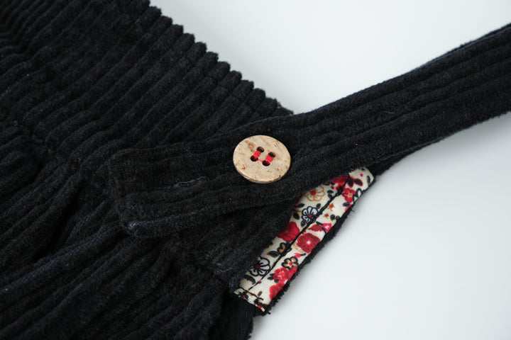 HIGH WAISTED CORDUROY JUMPER-BLACK