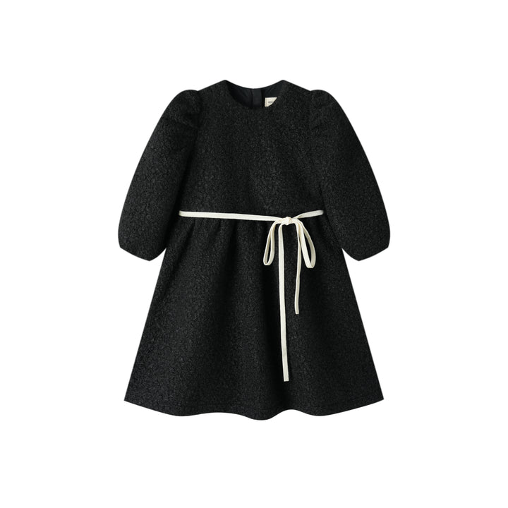 SHERPA DRESS WITH BOW-BLACK