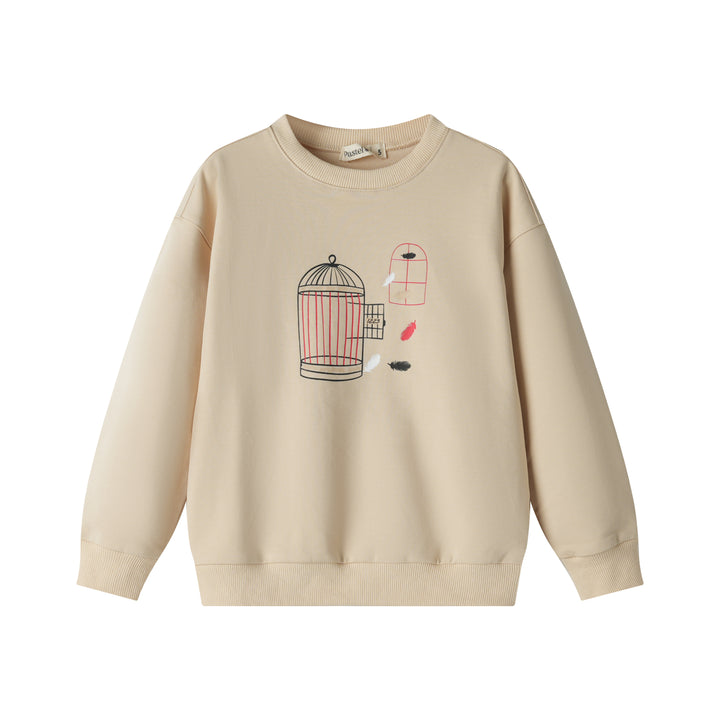 BIRDCAGE GRAPHIC SWEATSHIRT-OATMEAL