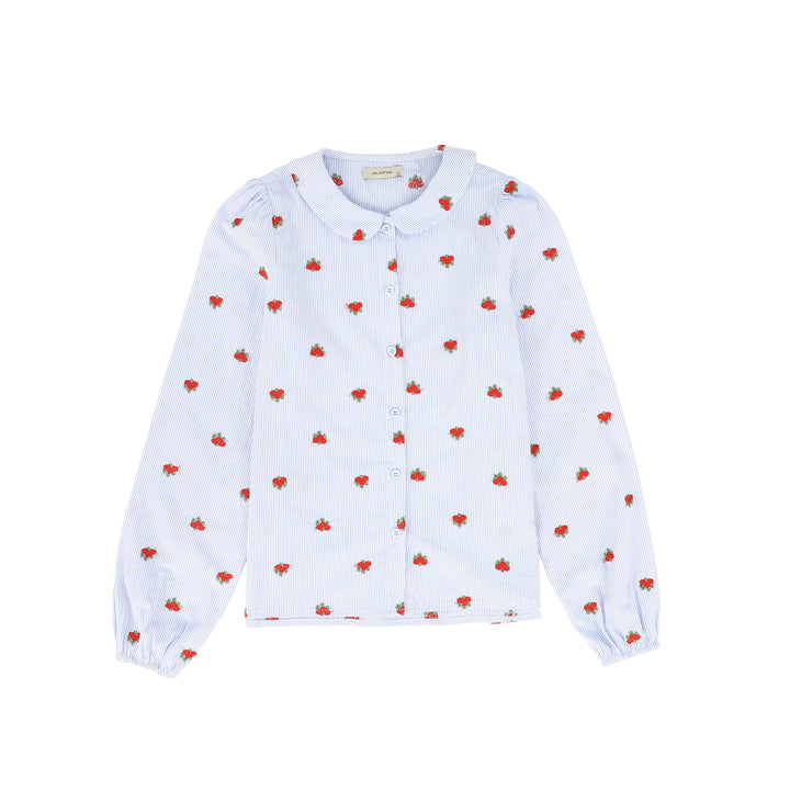 C-21080-Pinstripe Floral Blouse Floral