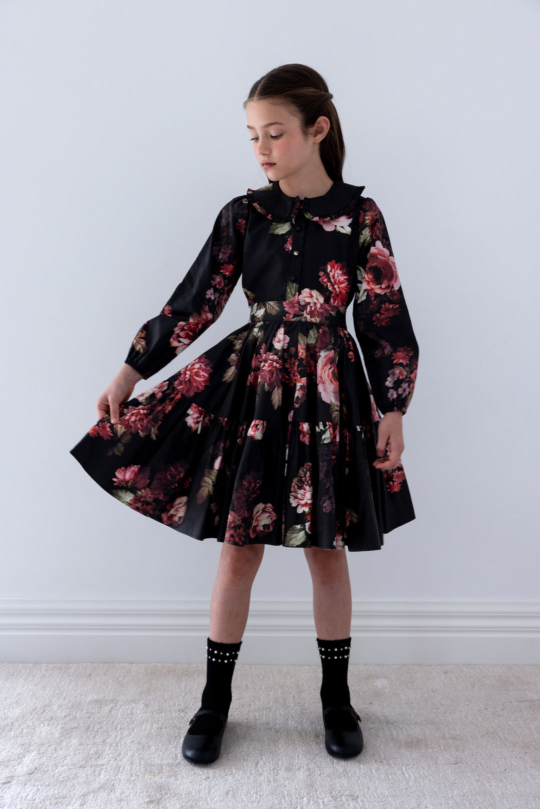 2147 Black Floral Poplin Blouse - Black Floral