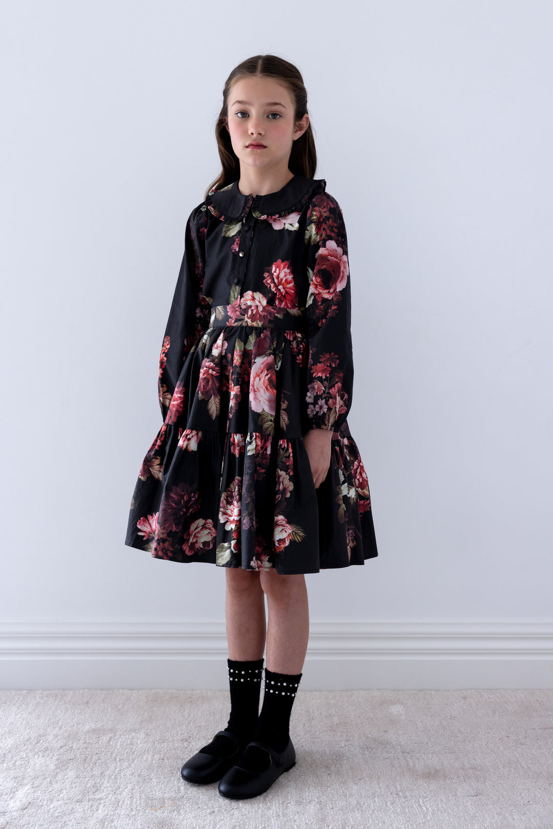 2147 Black Floral Poplin Blouse - Black Floral
