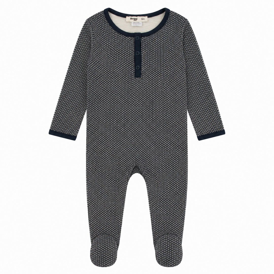 217211-170 Navy/ Ivory Print Snaps Down Printed Footie