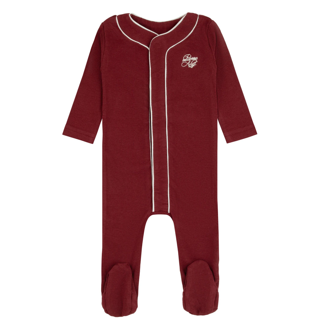 217214-145 Burgundy Button Down Footie