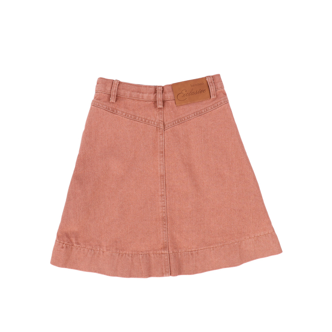 C-23656-Denim Side Pocket Skirt Mauve