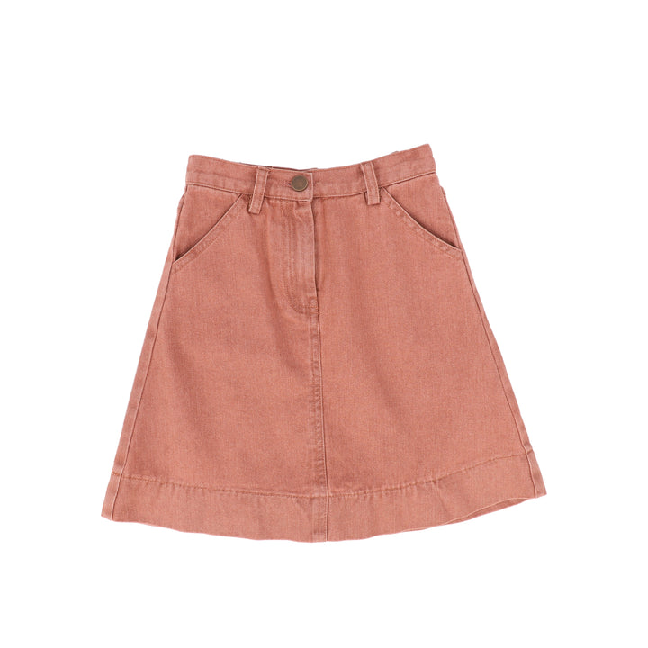 C-23656-Denim Side Pocket Skirt Mauve