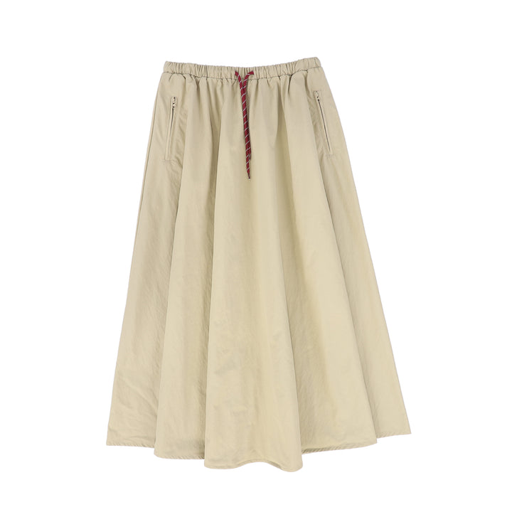 C-23997-Drawstring Maxi Skirt Tan
