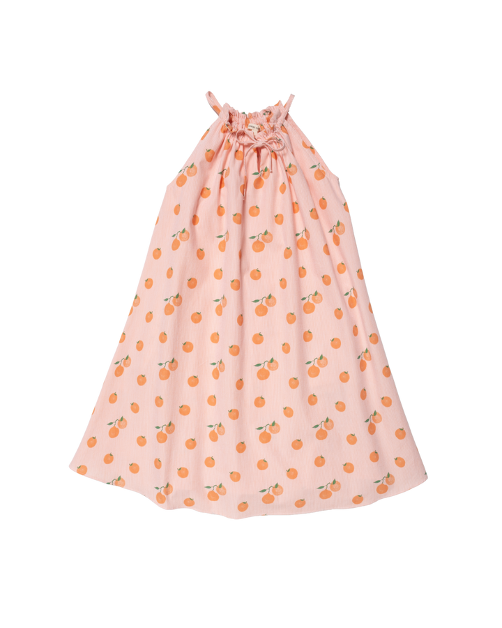 Tie Neck Dress in Clementine
