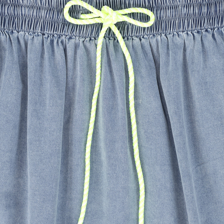 C-24672-Rope Drawstring Maxi Skirt-LT Blue Denim