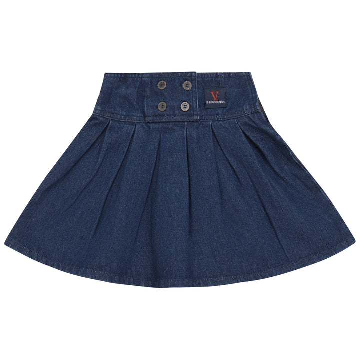 2501BL-GRL SKIRT WITH PLEATS-DENIM BLUE