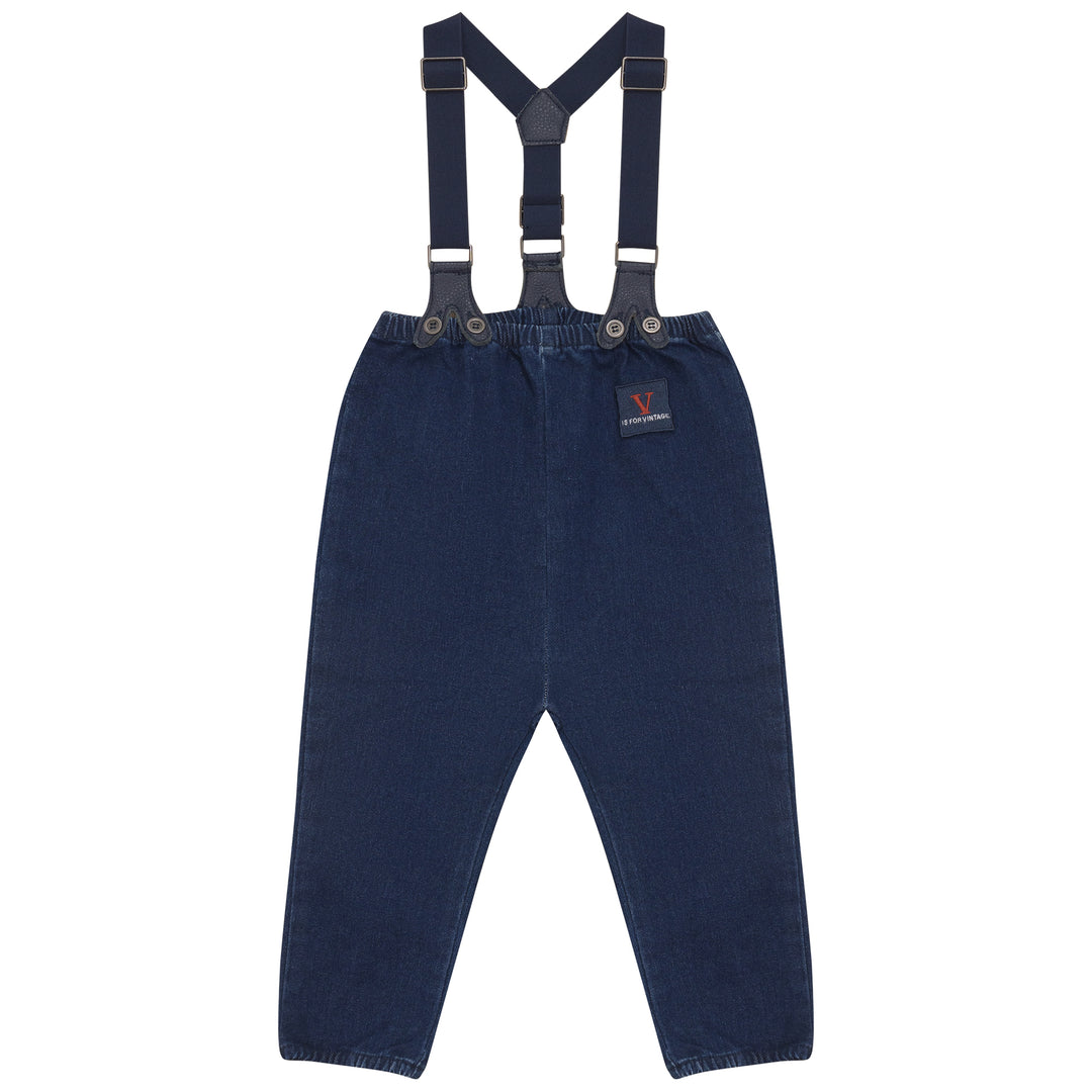 2502BL-BB BOY ROMPER W SUSPENDERS-DENIM BLUE