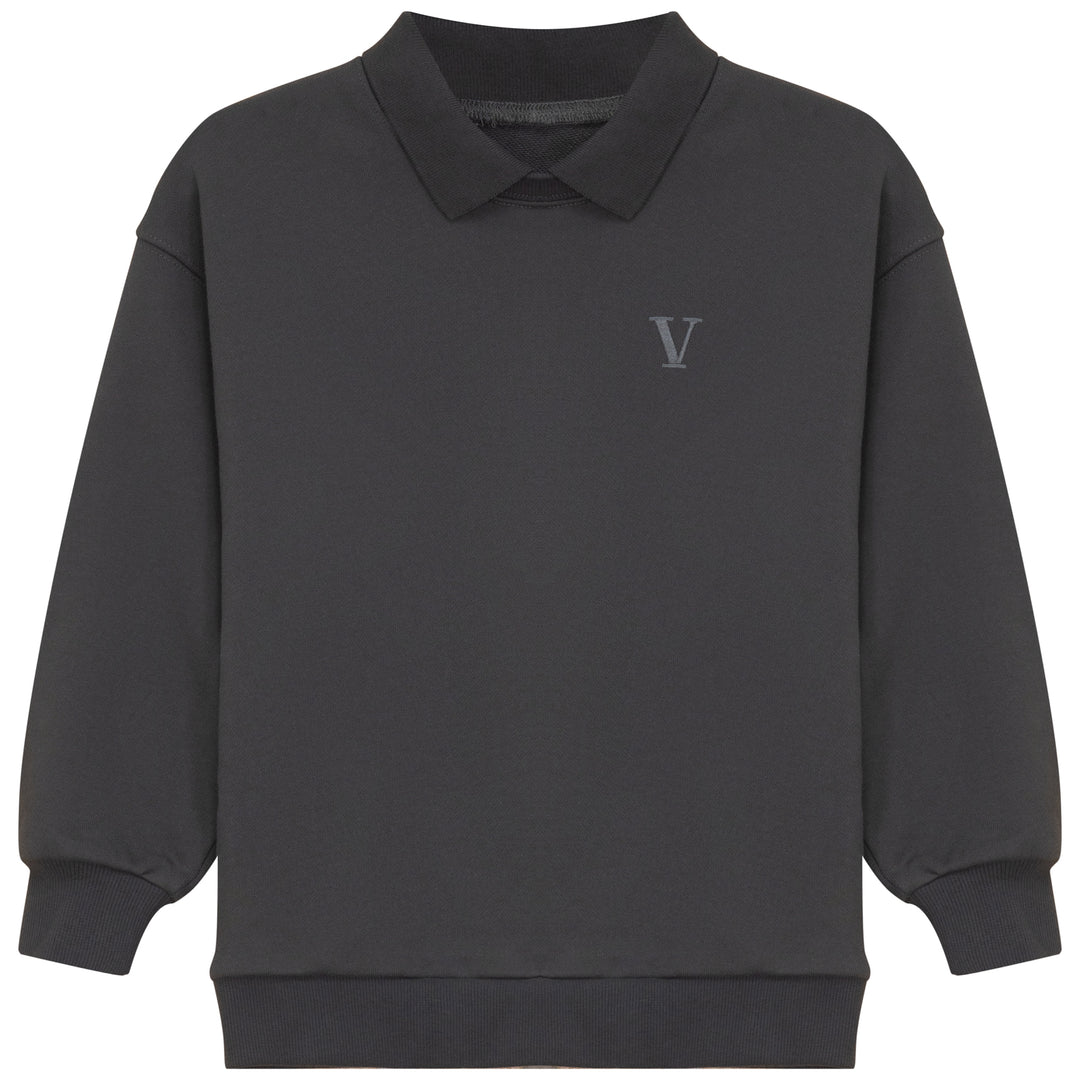 2505GR-BOY SWEATSHIRT W COLLAR-GREY