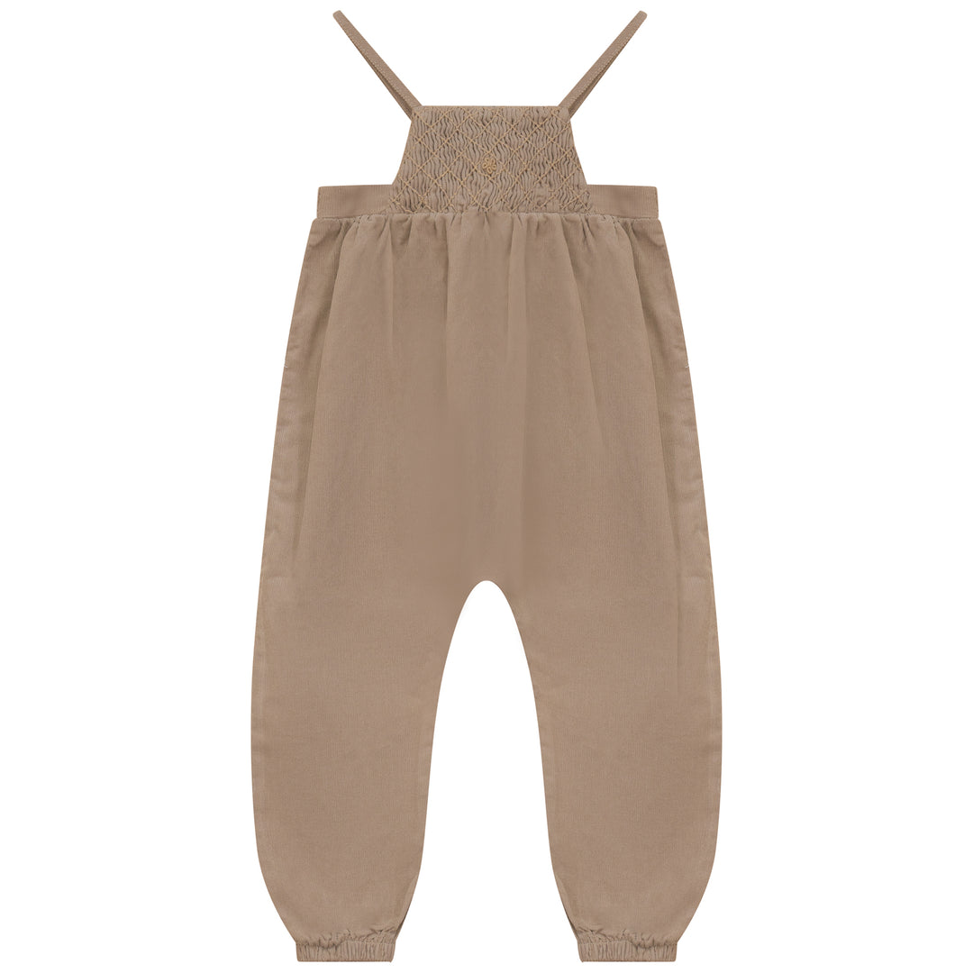 2512CA-BB GIRL ROMPER W SMOCKING-CAMEL