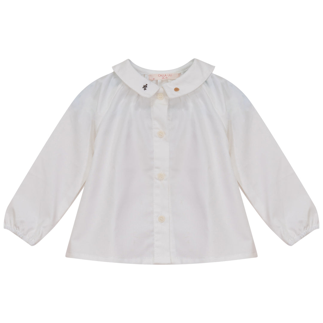 2513CR/BR-BOY SHIRT WITH EMBROIDERY-CREAM/BROW