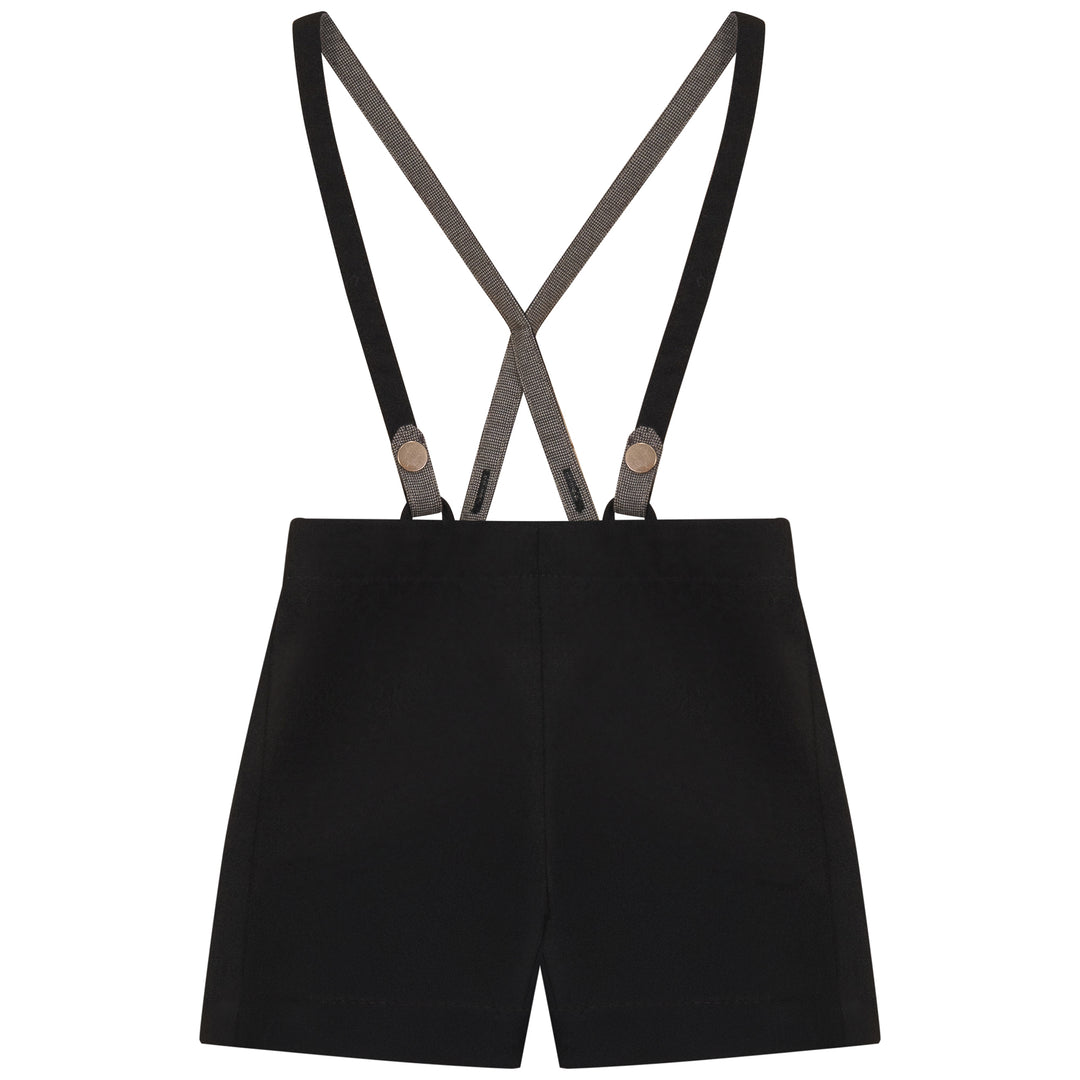 2521BK-BOY SHORTS W SUSPENDERS-BLACK