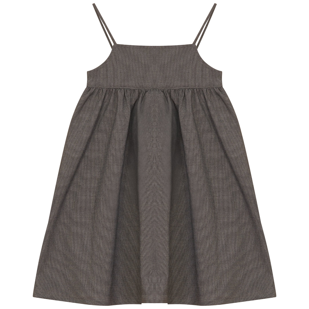 2522BR-GIRL TWEED DRESS-BROWN