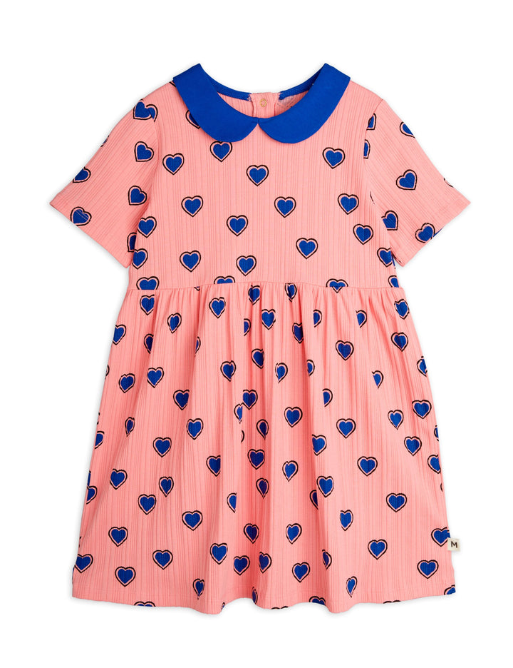 OUTLINED HEARTS AOP SS DRESS-Pink