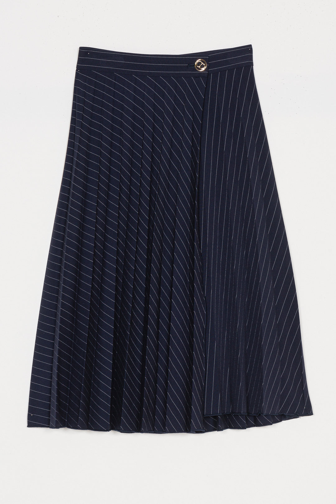 252GJ2043-LONG PLEATED SKIRT-CLASSIC BLUE/STRIPE OFF WHITE