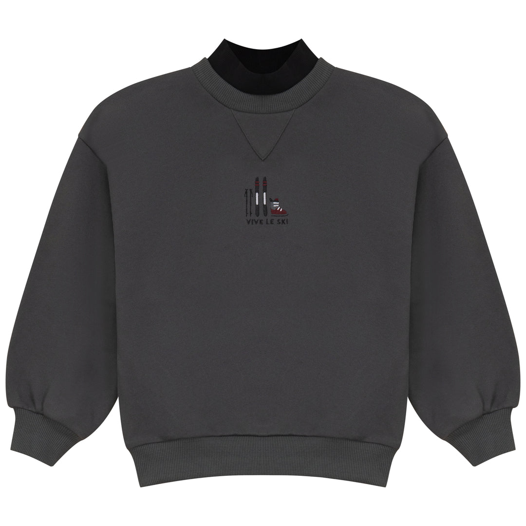 2533GR-SWEATSHIRT W MOCKNECK-GREY