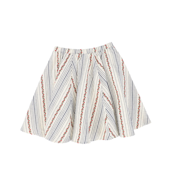 C-25697-Striped Floral Flaired Skirt Floral