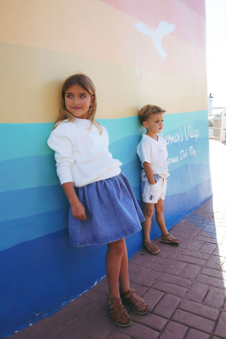 2601-GIRL NAUTICAL SKIRT-BLUE DENIM