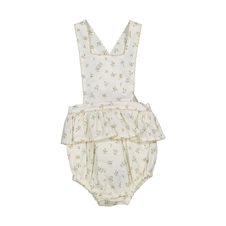 NBB421 VINE EMBROIDERY BABY ROMPER-TAN