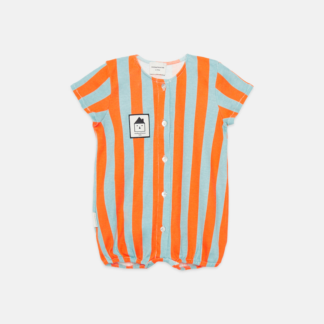 26020 Stripes Baby Romper - Orange