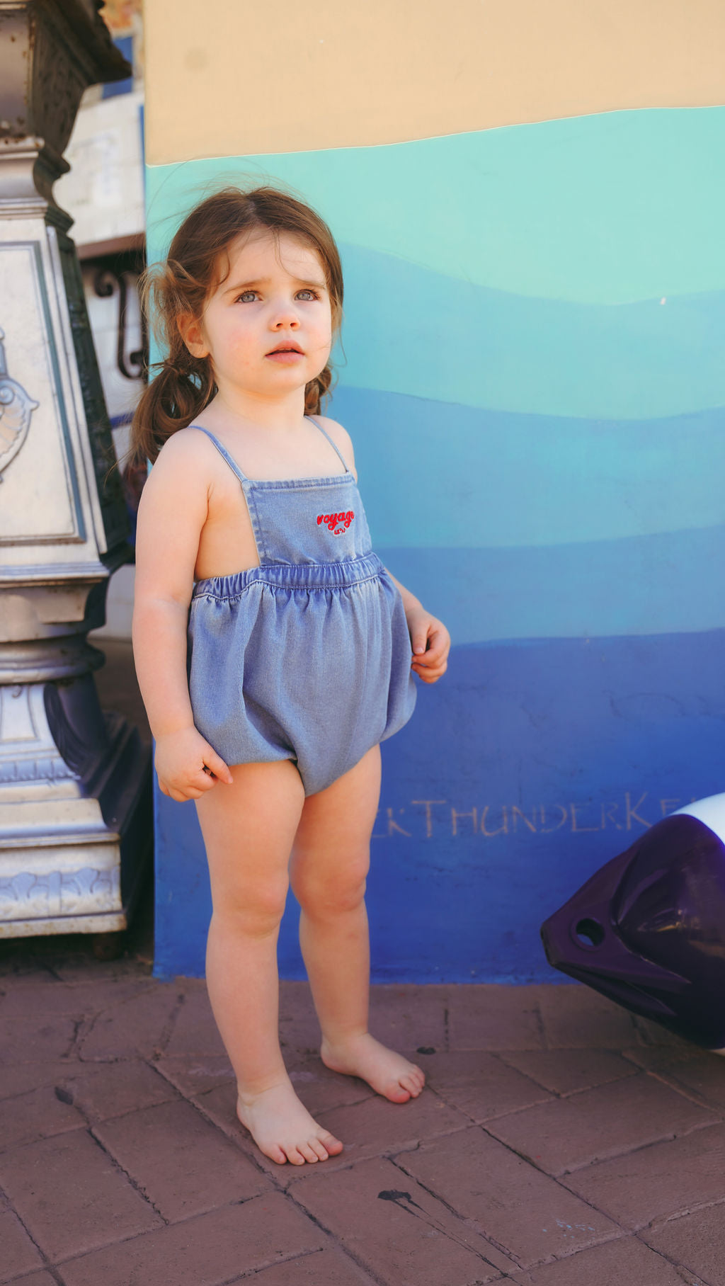 PREORDER 2606-BB GIRL NAUTICAL ROMPER-DENIM BLUE