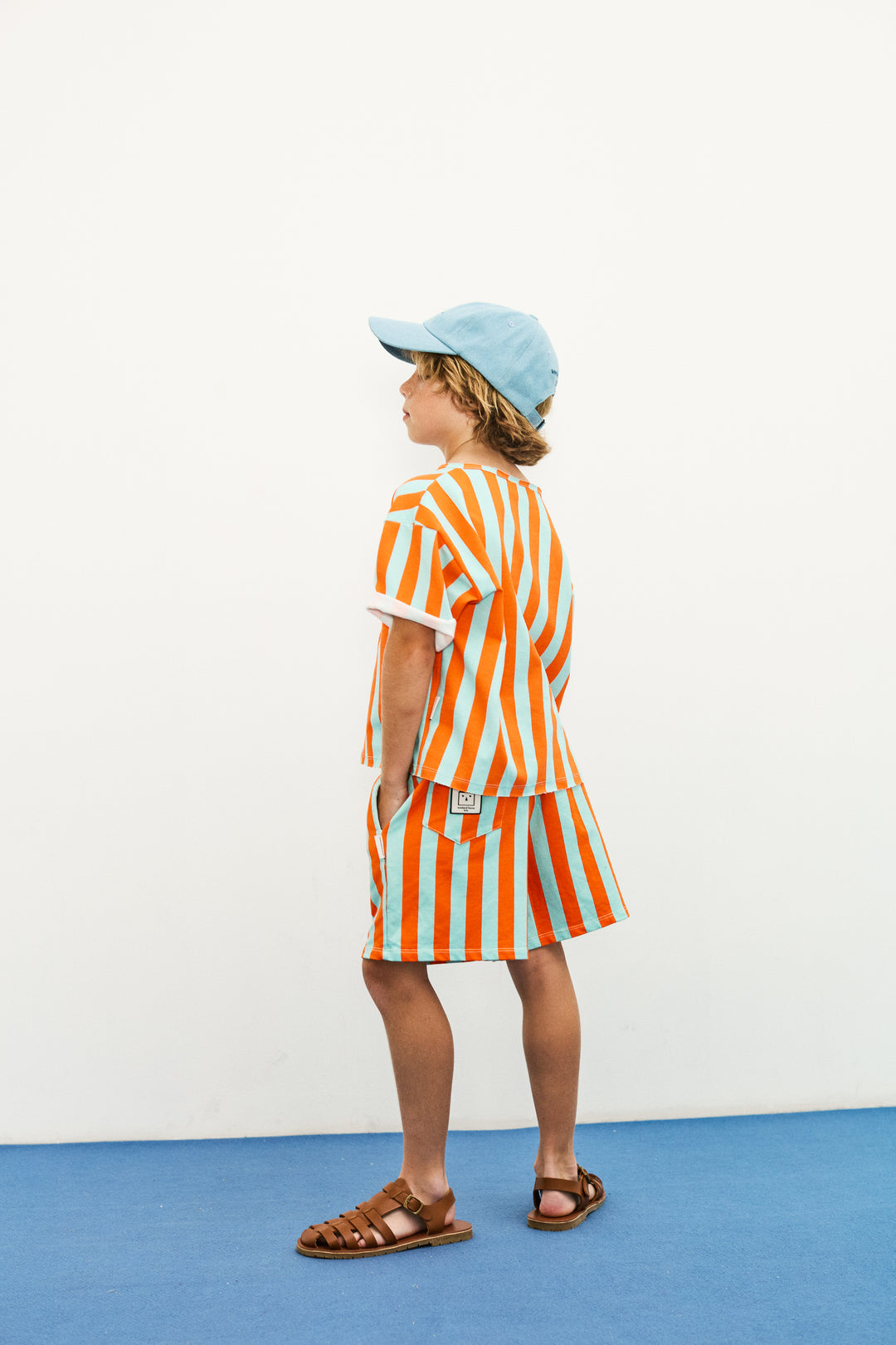 26079 Stripes S/L sweatshirt - Orange