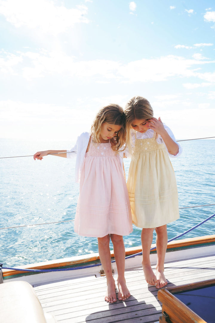 2610-GIRL DRESS WITH DASIES-YELLOW