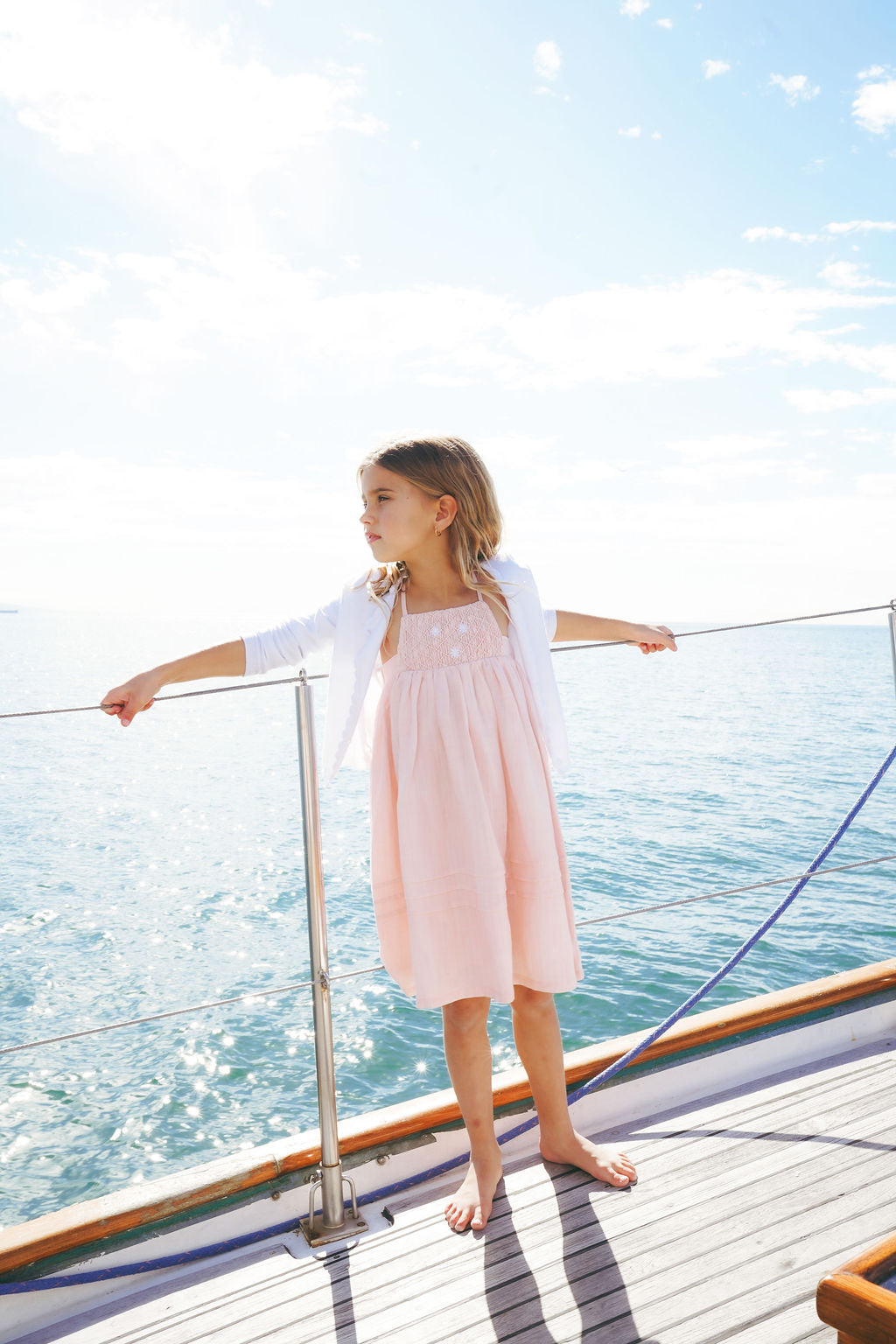 2610-GIRL DRESS WITH DASIES-PINK