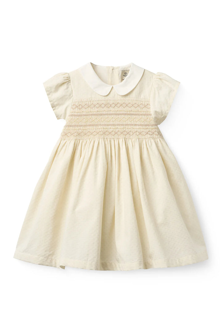 261-240-500-1 SMOCK ROMPER W. EMB. - CREAM COMB